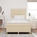 Cama con somier y colchón crema 120x200 cm tela