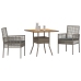 Conjunto de Comedor de Jardín  de 3 Piezas con Cojines Gris Ratán Polímero