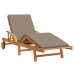 Tumbona plegable  con ruedas y cojín taupe de madera sólida de acacia