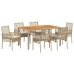 Conjunto de Comedor de Jardín  de 7 Piezas con Cojines Beige de Ratán Polipropileno