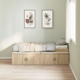 Cama con almacenamiento  Roble Sonoma 100x200 cm