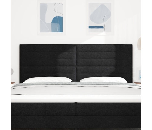 cabecero  Diseño de Líneas Negro 200 cm Tela