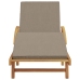Tumbona plegable  con ruedas y cojín taupe de madera sólida de acacia
