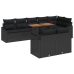 Conjunto de Sofá de Jardín  Juego de 9 Negro y Marrón Ratán y Madera