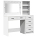 Conjunto de mesa de tocador de 2 piezas  con LED de madera blanca