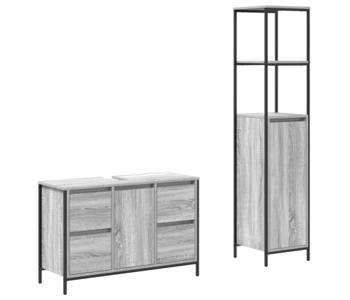 Conjunto de mueble de baño de 2 piezas  Gris Sonoma de madera elaborada