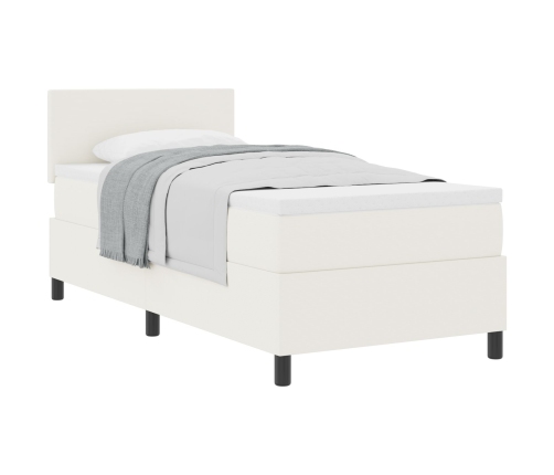 Cama con Somier  con Colchón Crema 100x200 cm Tela de Terciopelo