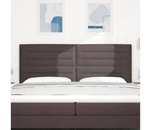 Cabecero LED Diseño Líneas Marrón Oscuro 100 cm Tela