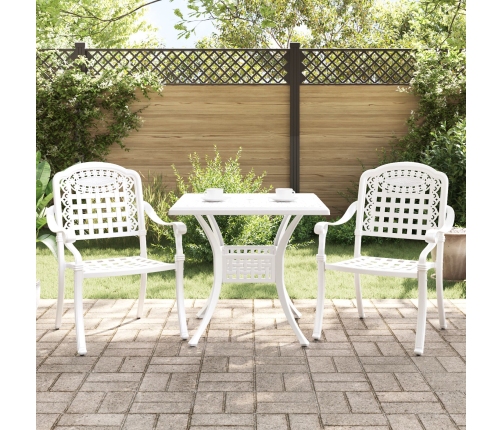 Conjunto de Bistro de Jardín de 3 Piezas  Blanco de Aluminio Fundido