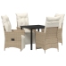Set de Comedor de Jardín de 5 Piezas  con Cojines Beige Poliratán