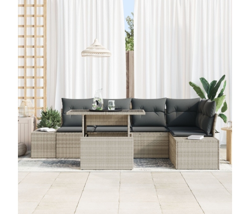 Juego de sofá para jardín  6 piezas Beige, Gris