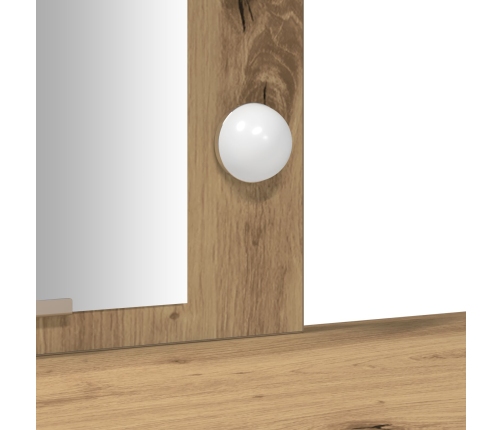 Mesa de Tocador  con Luces LED Roble Artesanal 102x33x135 cm