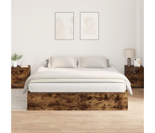 Cama con almacenamiento  de Roble Ahumado 200x200 cm