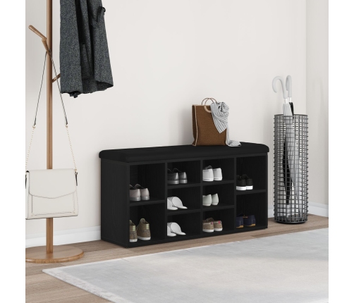 Banco de Almacenamiento  Negro de Roble 100x30x48 cm de Madera Elaborada
