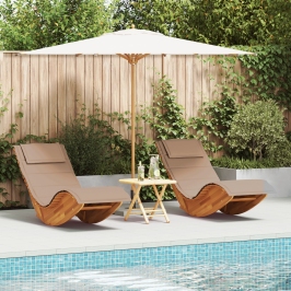 Tumbona Solar Juego de 2 Taupe Madera maciza de Acacia Estándar