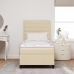Cama con somier  con colchón crema 90x200 cm tela