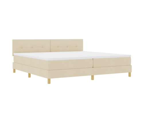 Cama con Resortes con Colchón Crema 200x200 cm Tela