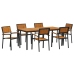 Juego de Comedor de Jardín Set de 7 Negro, Madera Natural