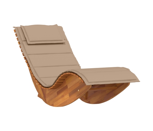 Tumbona Solar Juego de 2 Taupe Madera maciza de Acacia Estándar