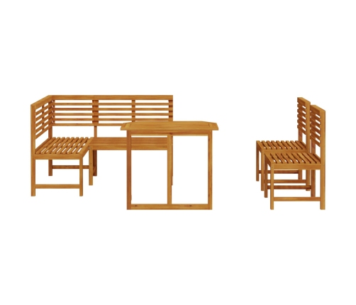 Juego de Comedor de Jardín de 4 Piezas - Madera Sólida de Acacia
