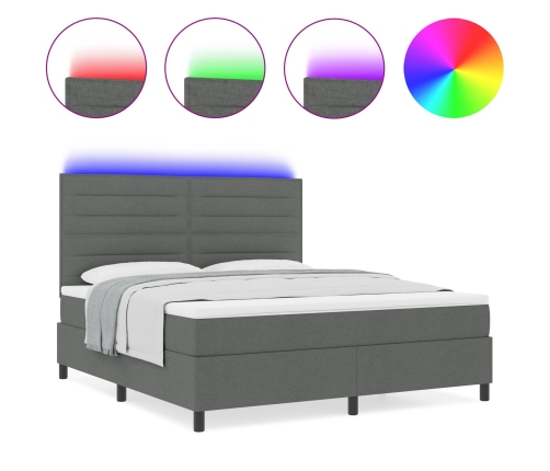 Cama con Bóveda  con Colchón & LED Gris Oscuro 140x200 cm Tela