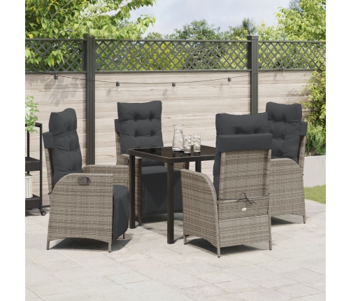 Set de Comedor de Jardín de 5 Piezas Gris Ratán PE