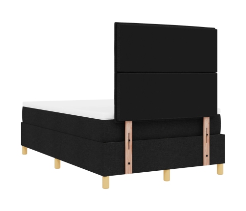 Cama con Base de Resortes Negra 120x200 cm Tela