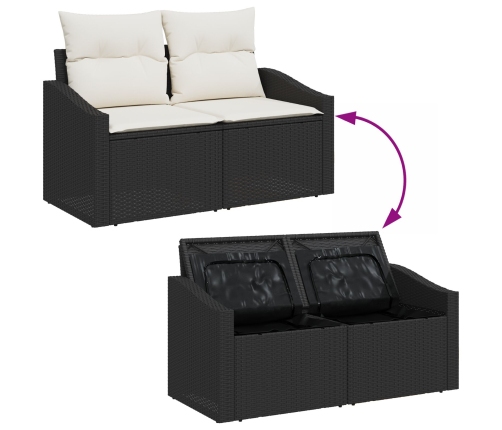 Juego de Sofá de Jardín de 10 piezas con Cojines Negro Poly Rattan