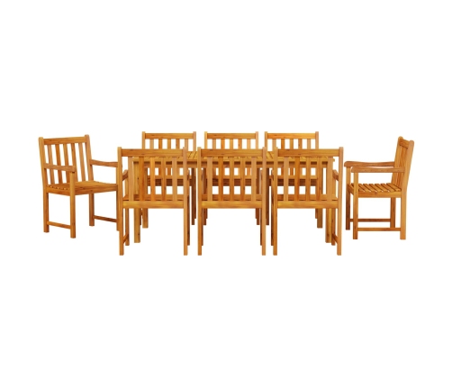 Juego de Comedor para Jardín de 9 Piezas en Madera Sólida de Acacia