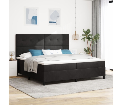 Cama Box Spring  con colchón Negro 200x200 cm Terciopelo