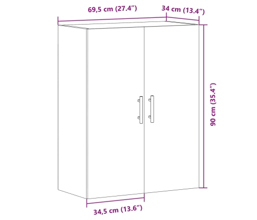 Gabinete Montado en la Pared  Negro Roble 69,5x34x90 cm Madera Ingeniería