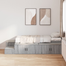 Estructura de Cama de Almacenamiento Gris Sonoma Madera 75 x 190 cm