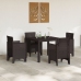Juego de Comedor de Jardín de 5 Piezas Marrón de Poliratán