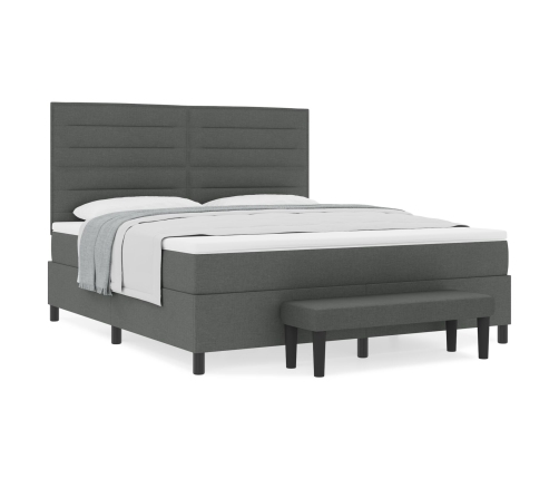 Cama con Box Spring y Colchón Banco Gris Oscuro 180x200 cm Tela