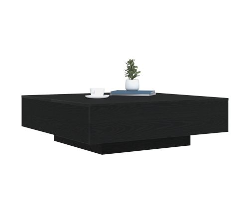 Mesa de café  con luces LED Madera de roble negra 100x100x31 cm