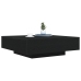 Mesa de café  con luces LED Madera de roble negra 100x100x31 cm