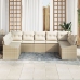 Conjunto de Sofás de Jardín de 9 Piezas con Cojines Beige Poliratán
