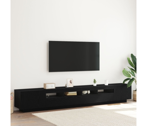 Mueble para TV  con luces LED Negro Roble 260x35x40 cm de madera