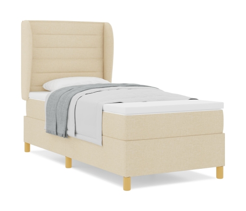 Cama con somier de  y colchón Crema 90x190 cm Tela