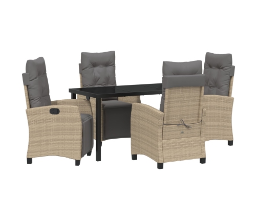 Set de Comedor de Jardín de 5 Piezas Beige de Poliratán