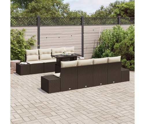 Conjunto de Sofá de Jardín  7 Piezas Marrón Ratán Sintético