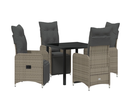 Set de Comedor de Jardín de 5 Piezas con Cojines Beige Poliratán