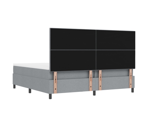 Cama con Muelles, Colchón y Banco Gris Claro 200x200 cm Tela