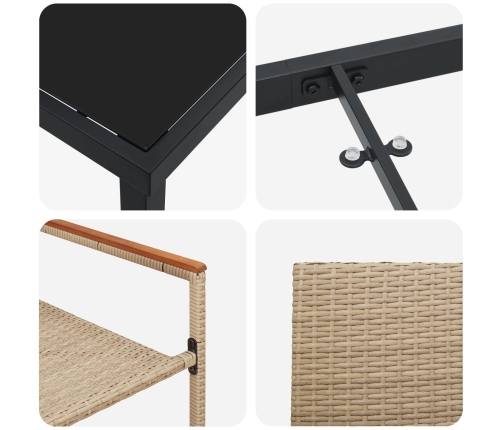 Juego de Comedor de Jardín de 3 Piezas Beige Poliratán