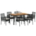 Conjunto de Comedor de Jardín  de 7 Piezas con Cojines Negro Polirratán
