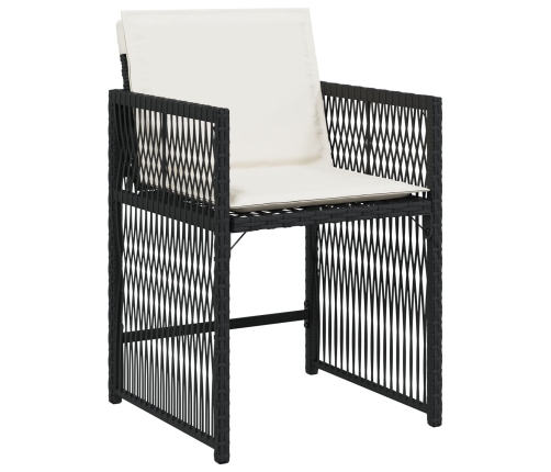 Conjunto de Comedor de Jardín de 9 Piezas con Cojines de Poliratán Negro