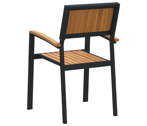 Sillas de Comedor al Aire Libre  Set de 6 Negro Metal y Madera