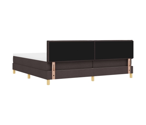 Cama Box Spring  con Colchón & LED Marrón Oscuro 200x200 cm Tela
