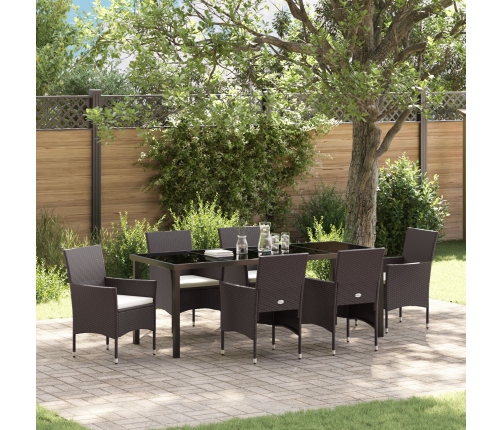 Set de Comedor de Jardín de 7 Piezas en Marrón Poliratán