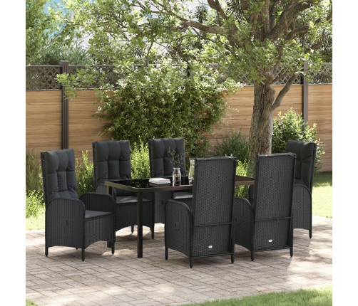 Set de Comedor de Jardín de 7 Piezas  Negro Rattan Versátil